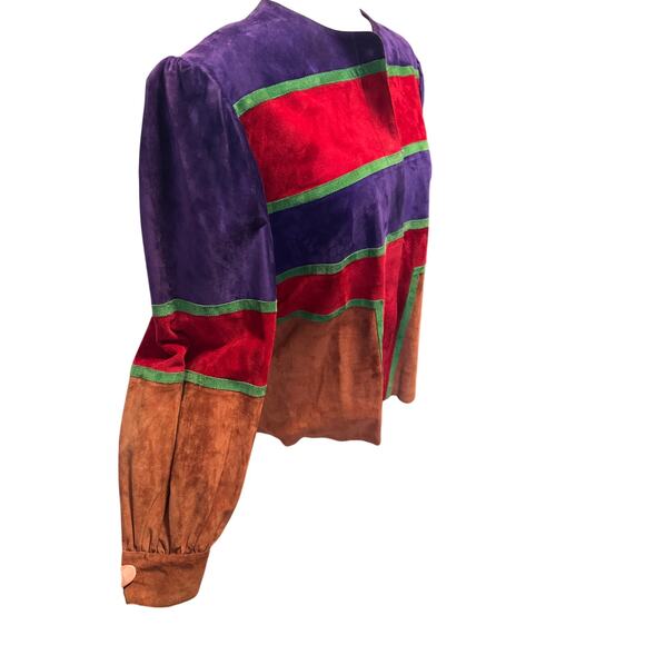 Mario Valentino Made in Italy suede jacket bold color-block Italian 42 (US S-M)a - Picture 5 of 8